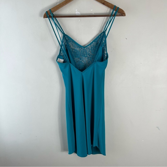 Vintage Victoria's Secret Gold Label Teal Lace Slip Dress SZ SP Chemise Lingerie - Picture 6 of 14